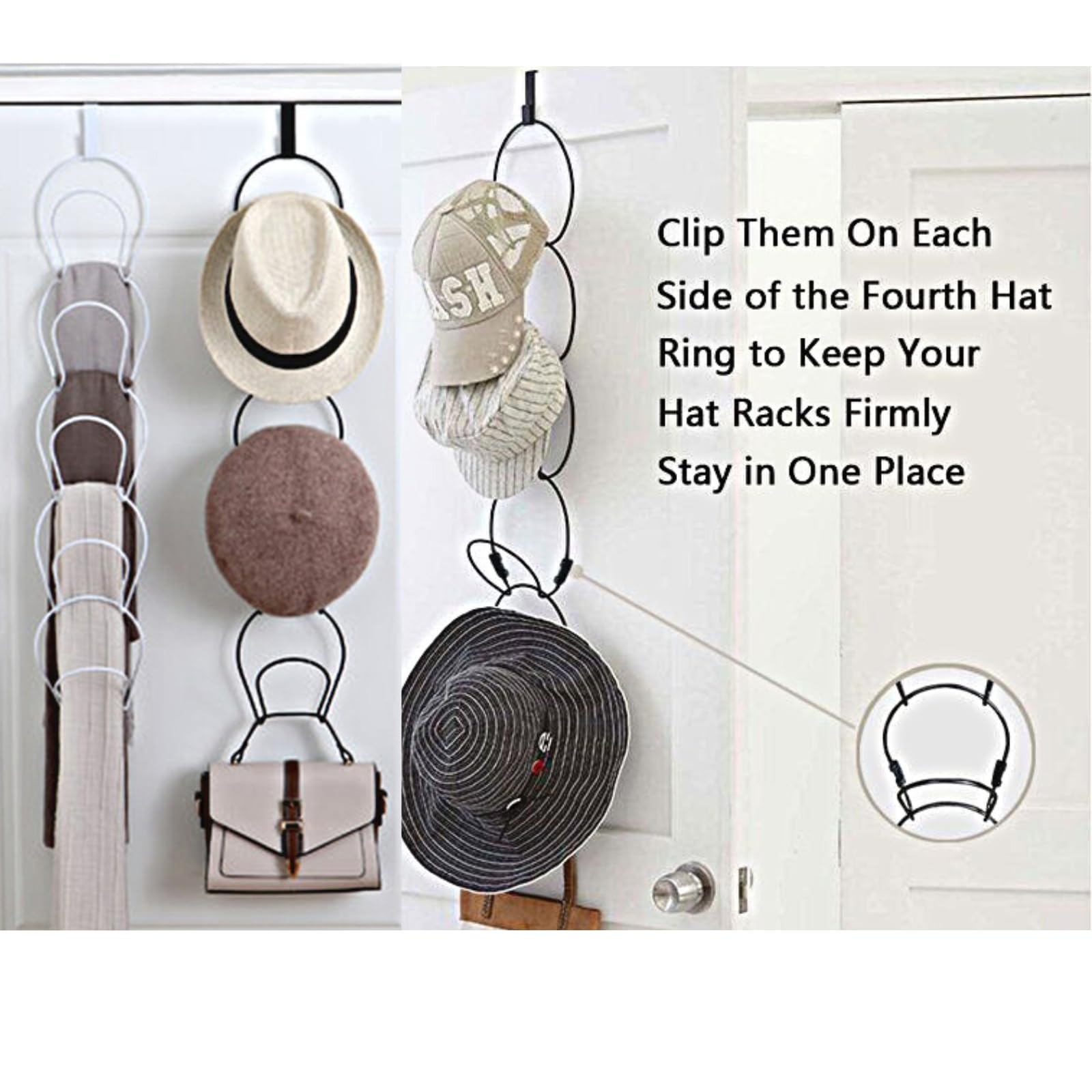 Linfidite 10 Pack Hat Rack Hanger Holder Organizer Closet Hanging Baseball Cap Display Storage Rack For Scarves Handbags Towels
