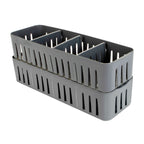 Simplify 2 Pack 4 Compartment Stackable Bin with Adjustable Dividers | Drawer Organizer | Storage Basket | Good for Office | Des