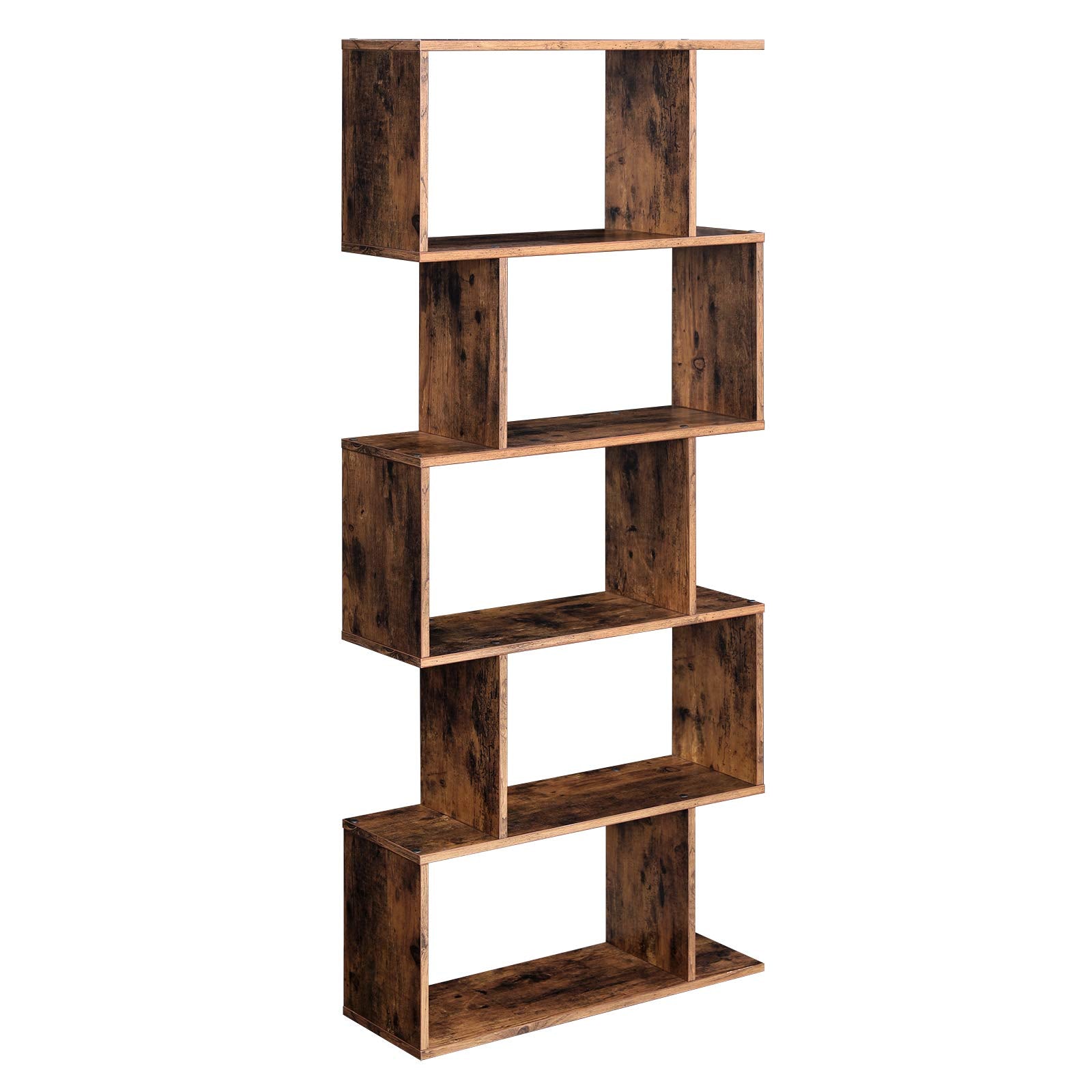 VASAGLE Bookcase, 5-Tier Bookshelf, Display Shelf and Room Divider, Freestanding Decorative Storage Shelving, Rustic Brown ULBC6