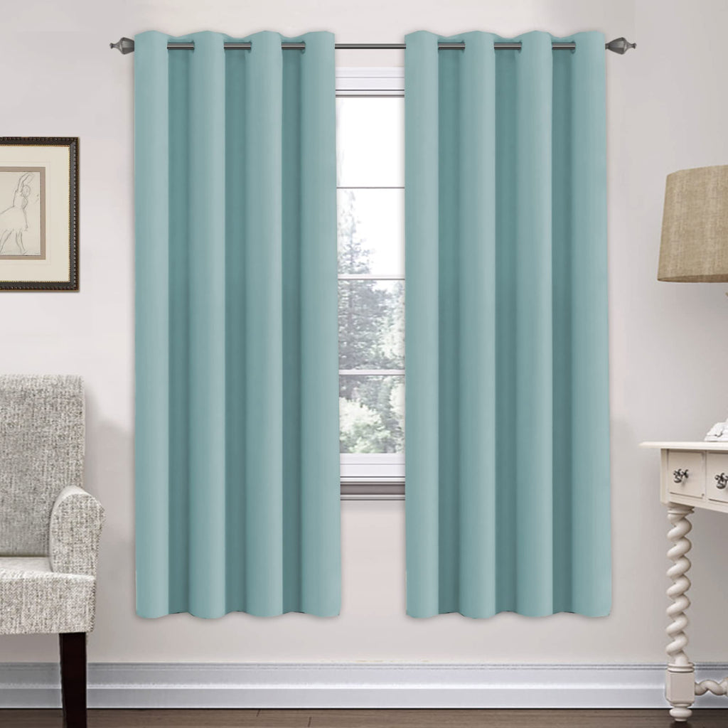 H.Versailtex Ultra Soft Microfiber Thermal Insulated Antique Copper Grommet Blackout Curtains/Window Treatment Draperies 52 By 72 - Inch For Living Room/Bedroom,Set Of 2 - Mineral Blue