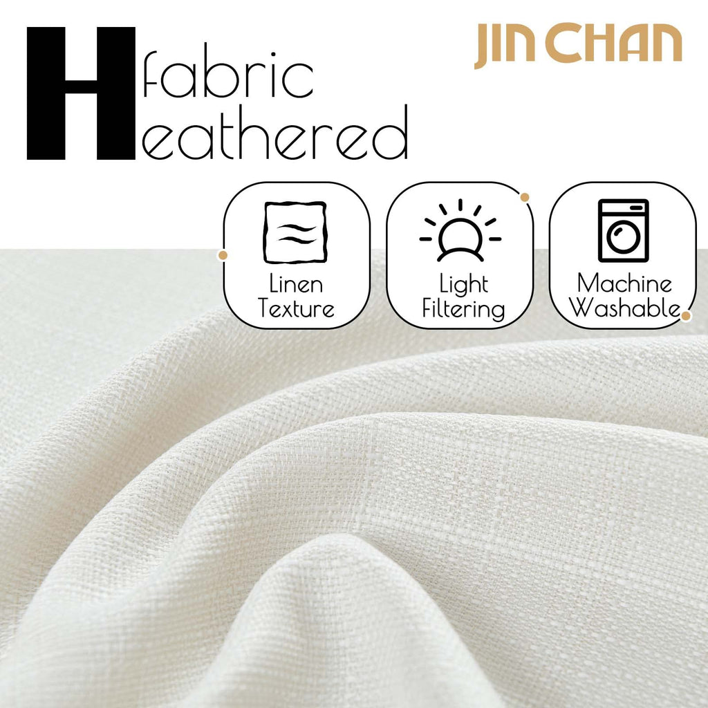 Jinchan Ivory Curtains For Living Room Bedroom Linen Textured Curtains 90 Inches Long Farmhouse Country Curtains Casual Weave Ba