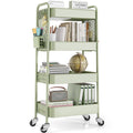TOOLF 4 Tier Rolling Cart with Pegboard, Metal Storage Organizer Cart with Wheels, Hooks & Bins Esthetician Craft Art Sturdy Sto