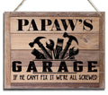 Rustic Sign, Fathers Day Gift, Dads Gift, Grandpas Gift, Decor Hanging Wood Signs, Printed Wood Wall Art Sign, Papaws Garage