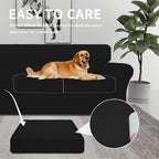 Easy-Going 3 Pieces Stretch Couch Cover Sofa Cover For Dogs Washable Sofa Slipcover For 2 Separate Cushion Couch Spandex Jacquard Fabric Elastic Furniture Protector For Pets, Kids (Black, Loveseat)
