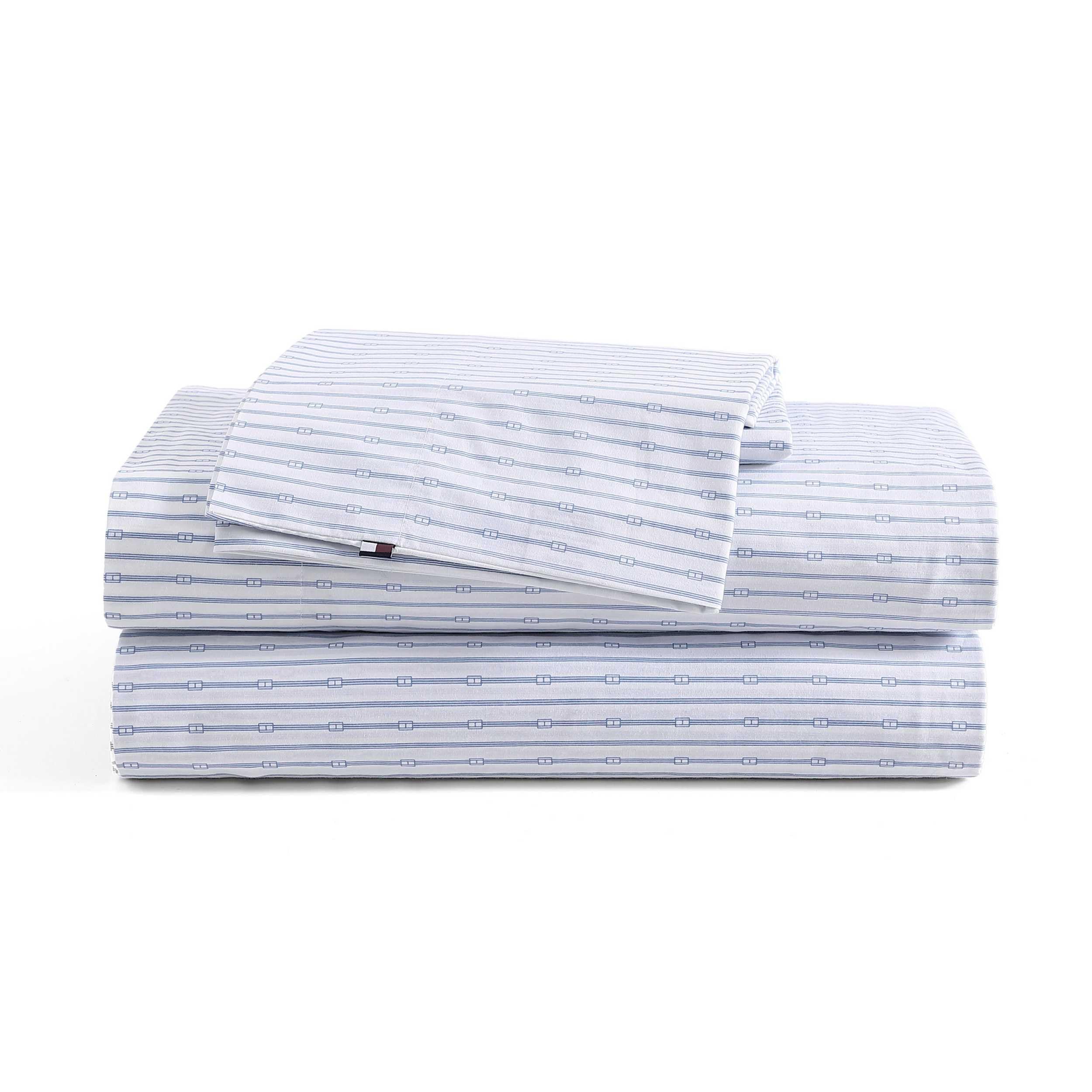 Tommy Hilfiger - Sheet Set, Cotton Percale Bedding with Matching Pillowcases, Crisp & Cool, Premium Quality Home Essentials (Mon