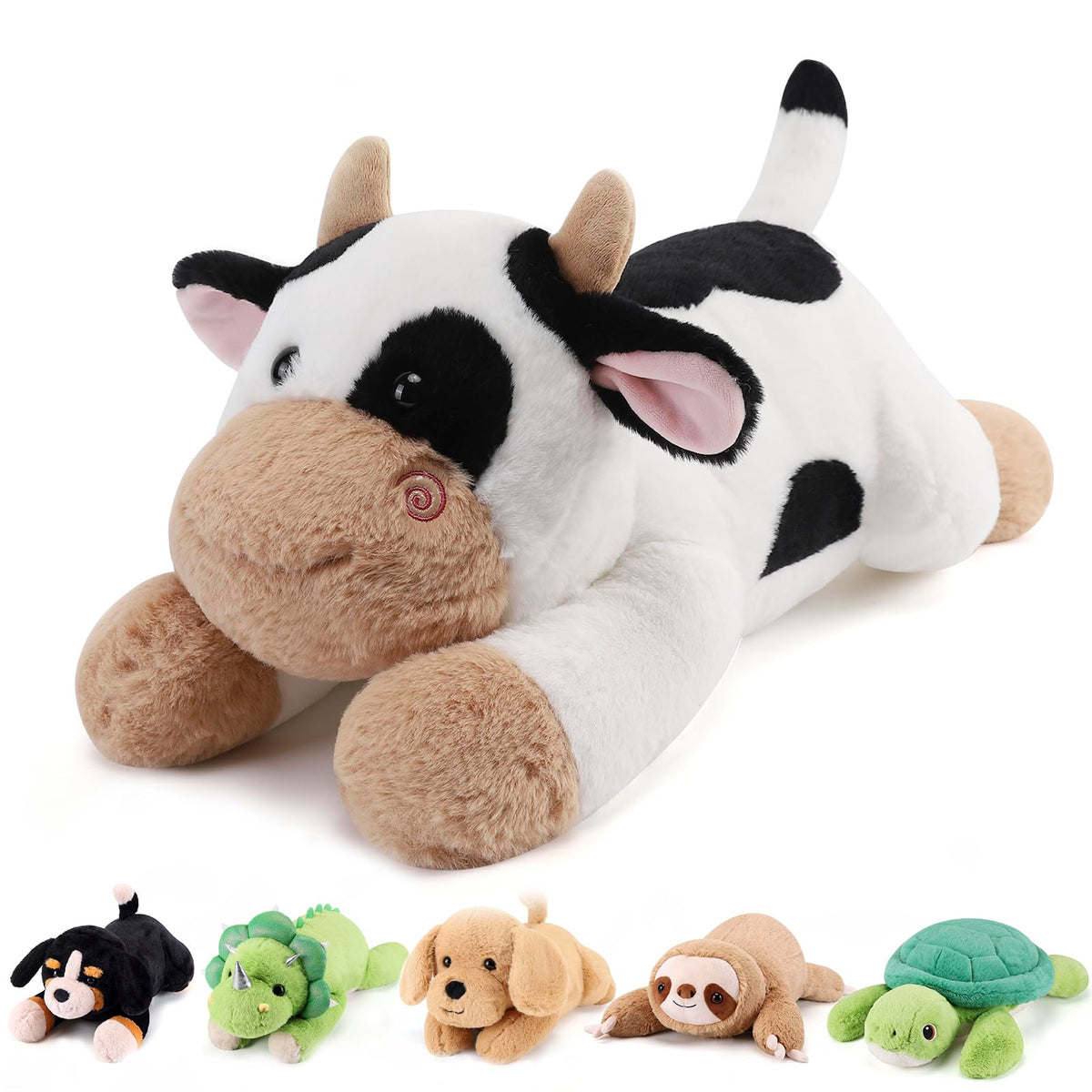 Gnomantic Cow Weighted Stuffed Animals - 12 Inch 1.0 Pounds Weighted Plushies Cow Stuffed Animals - Small Stuffed Cow Weighted P