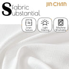Jinchan White Curtains For Living Room Bedroom Linen Textured Curtains 90 Inches Long Farmhouse Country Curtains Casual Weave Ba