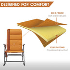 Timber Ridge High Back Oversized Folding Rocking Camping Chair, Padded Outdoor Rocker, Portable Outdoor Chair For Patio, Garden, Lawn, Supports Up To 400 Lbs, Orange