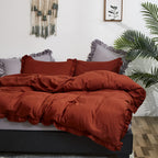 Luxlovery Ruffle Comforter Set King Burnt Orange Farmhouse Caramel Bedding Comforter Set Shabby Chic Cotton Rust Orange Solid Bl
