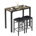 VECELO 3-Piece Bar Table and Chairs Set, 36 Rectangular Counter Height Dining Sets for Kitchen Bistro Restaurant Small Space Bre