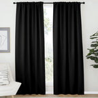 Nicetown Halloween Black Blackout Living Room Curtains 84 Inches Long, Black Out Curtain Panels For Bedroom - (Black Color) W52