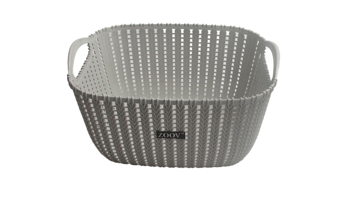 Zoov Multipurpose Flexible Storage Baskets |Fruit Vegetable Bathroom Stationary Home Basket with Handles (Grey)