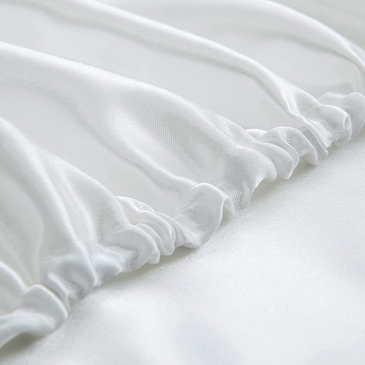 Homiest White Satin Fitted Sheet King Size Fitted Bed Sheet, Deep Pocket Fitted Sheet Only, Luxury & Ultra Soft Bedding Fitted Sheet Single Bottom Bed Sheets Sold Separately