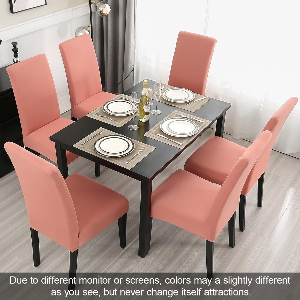 Jqinhome Terra Cotta Chair Covers For Dining Room Set Of 4, High Stretch Removable Washable Parsons Chair Slipcover For Home Party Hotel Wedding Ceremony (4Pcs,Terra Cotta)