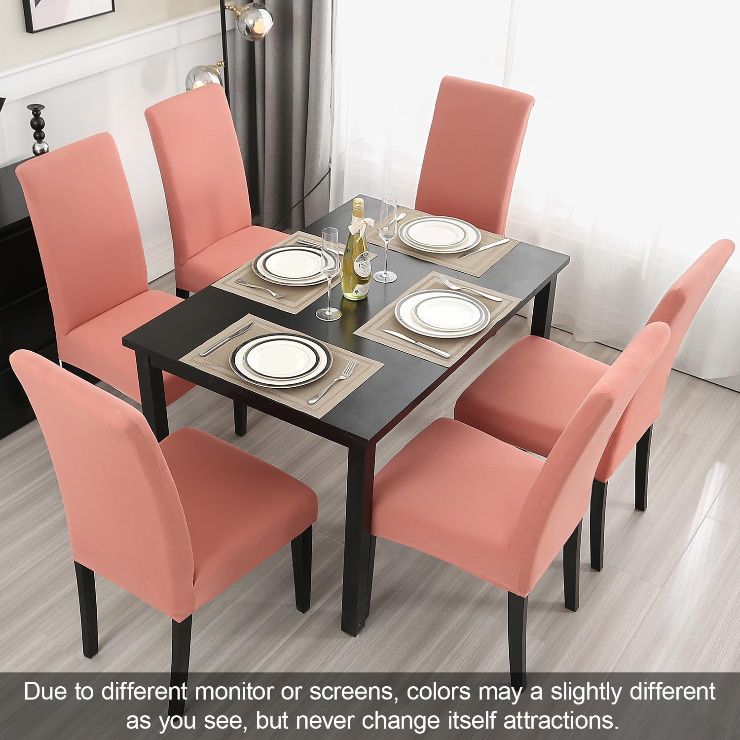 Jqinhome Terra Cotta Chair Covers For Dining Room Set Of 4, High Stretch Removable Washable Parsons Chair Slipcover For Home Party Hotel Wedding Ceremony (4Pcs,Terra Cotta)