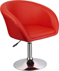 Best Master Furniture Faux Leather Swivel Coffee Chair in Red/Chrome Legs