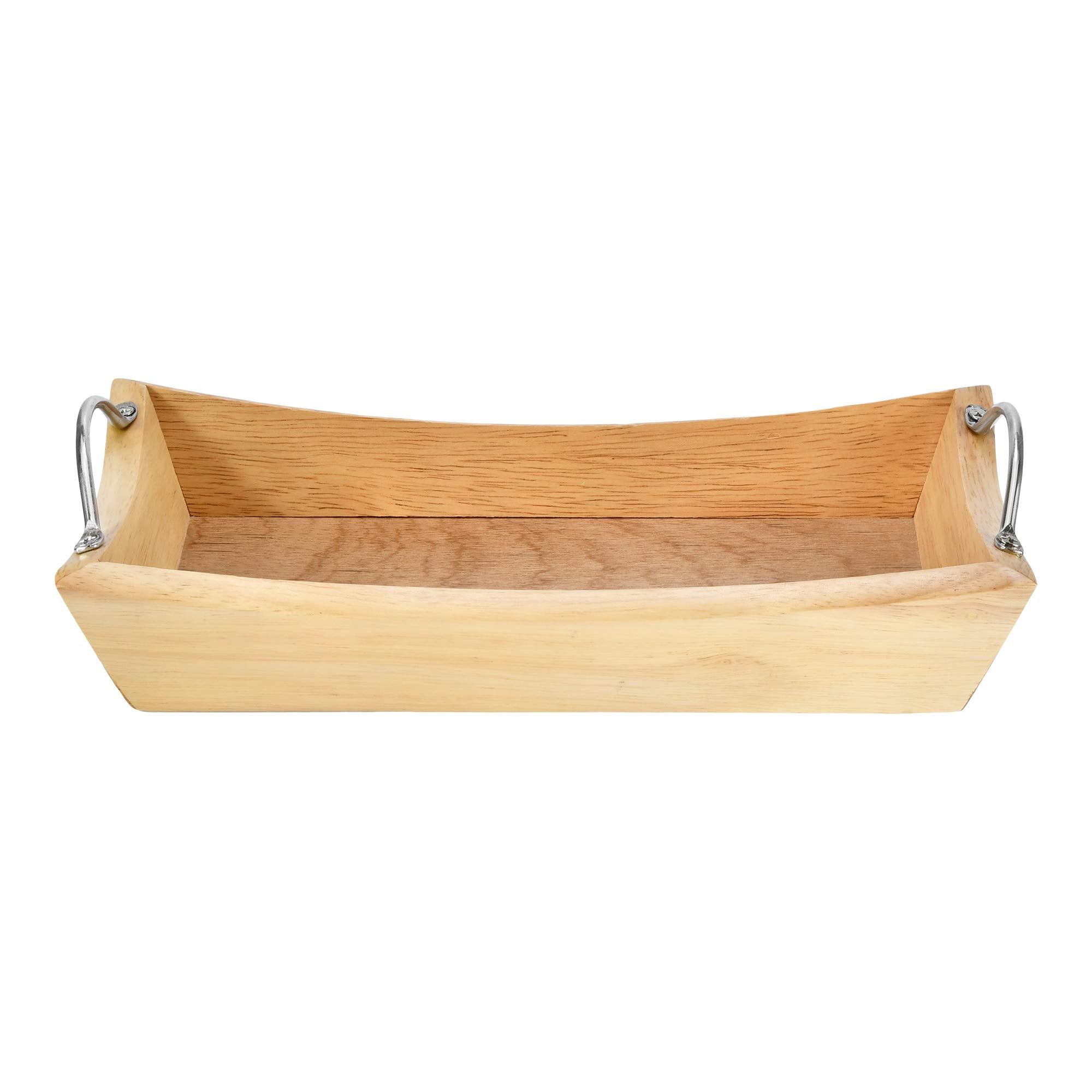 Aeravida Contemporary Natural Rubber Tree Wood Decorative Handle Rectangular Tray Bowl | Decorative Tray Bowl For Kitchen Counte