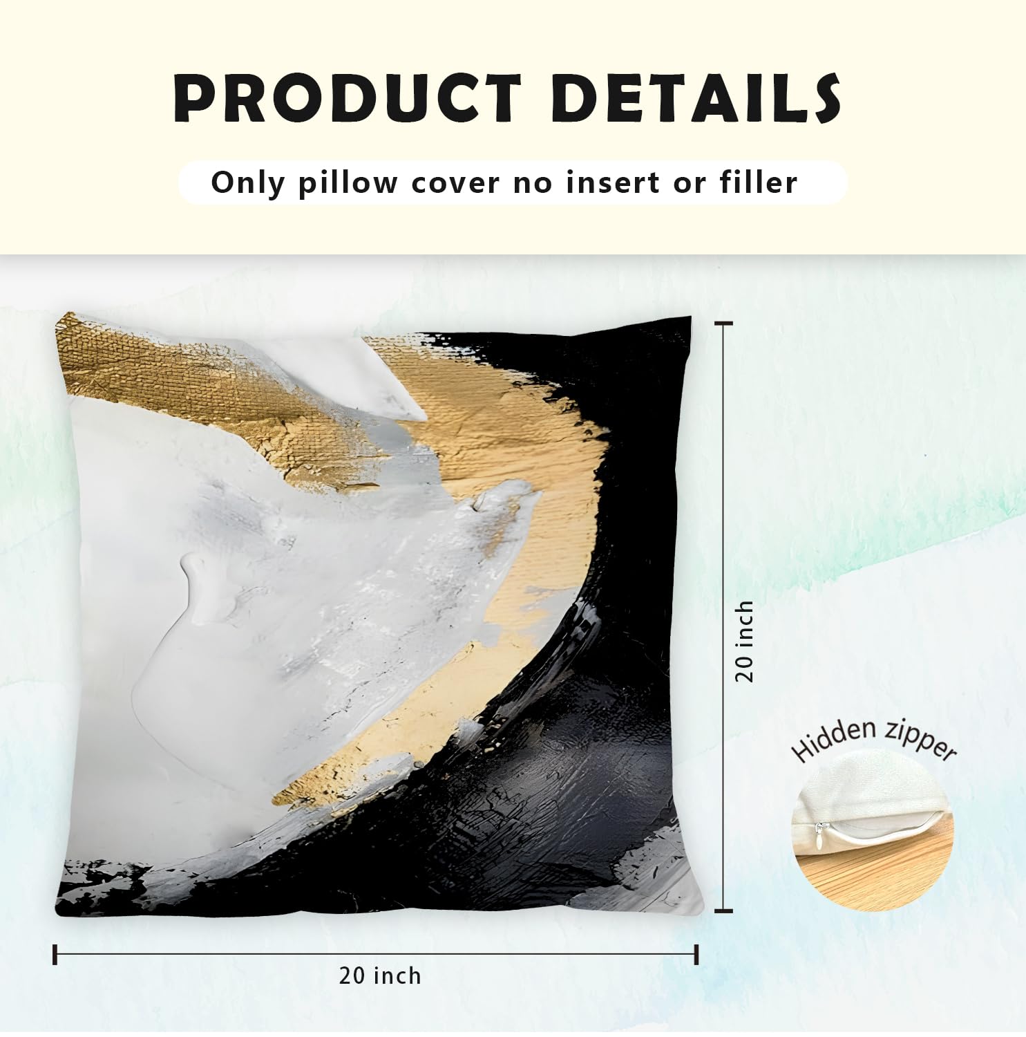 Supwhd Abstract Black White And Gold Pillow Covers 20X20 Set Of 2 - Modern Pillow Covers, Modern Home Decor, Black And Gold Deco