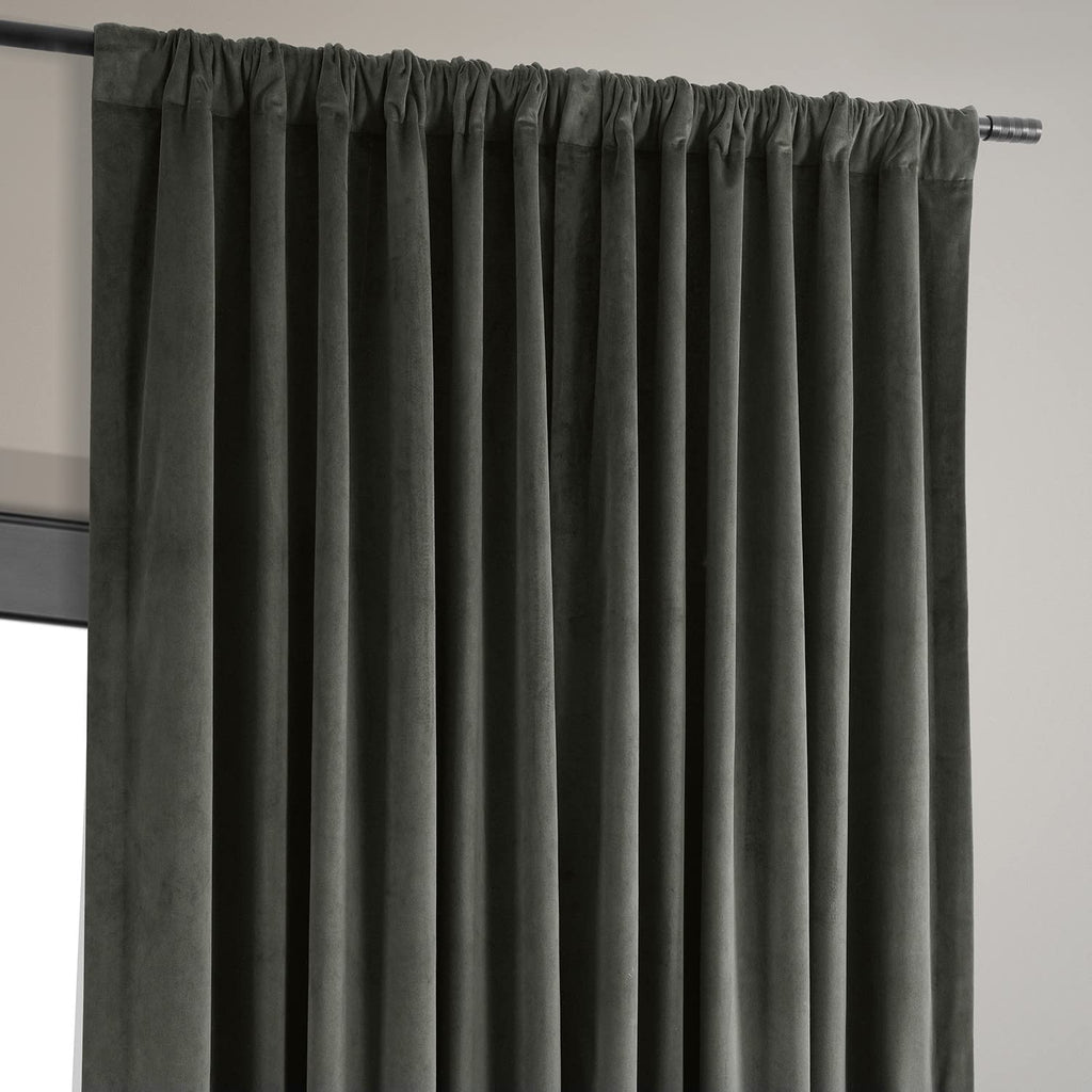 Hpd Half Price Drapes Signature Velvet Thermal Blackout Curtains For Living Room 120 Inch Long (1 Panel) Rod Pocket Insulated Blackout Curtains For Bedroom Window Curtains, 100W X 120L, Gunmetal Grey