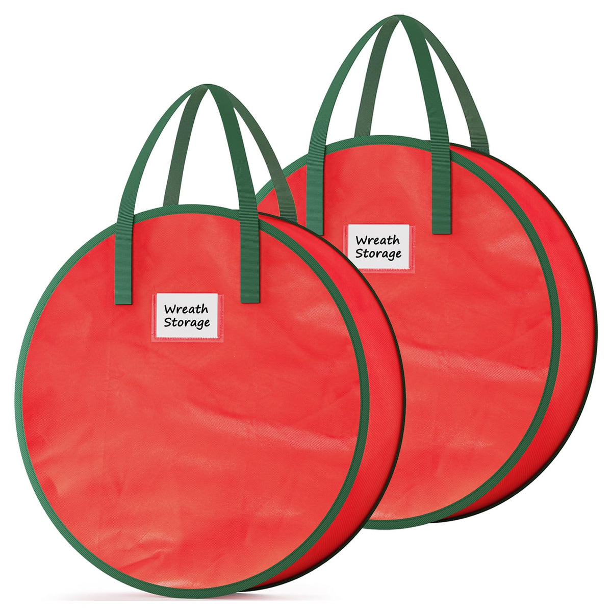 Criusia Wreath Storage Container, 2 Pack Christmas Wreath Storage Bag with Sturdy Handle, Twoway Zipper,Durable Wreath Storage 