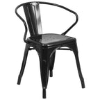 Flash Furniture Commercial Grade 31.5" x 63" Rectangular Silver Metal Indoor-Outdoor Table Set with 4 Arm Chairs