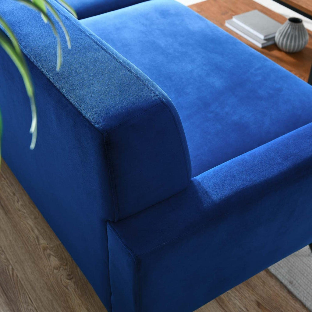 Modway Engage Performance Velvet Sofa With Navy Finish Eei-5600-Nav