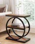 LITTLE TREE End Table, 3-Tier Side Table, Slim Sofa Side Table for Living Room, Tall Bedside Table Nightstand for Bedroom, Rusti