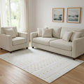8 X 10 Gold And White Abstract Geometric Washable Area Rug