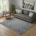 5 X 7 Gray And Off White Abstract Geometric Washable Area Rug