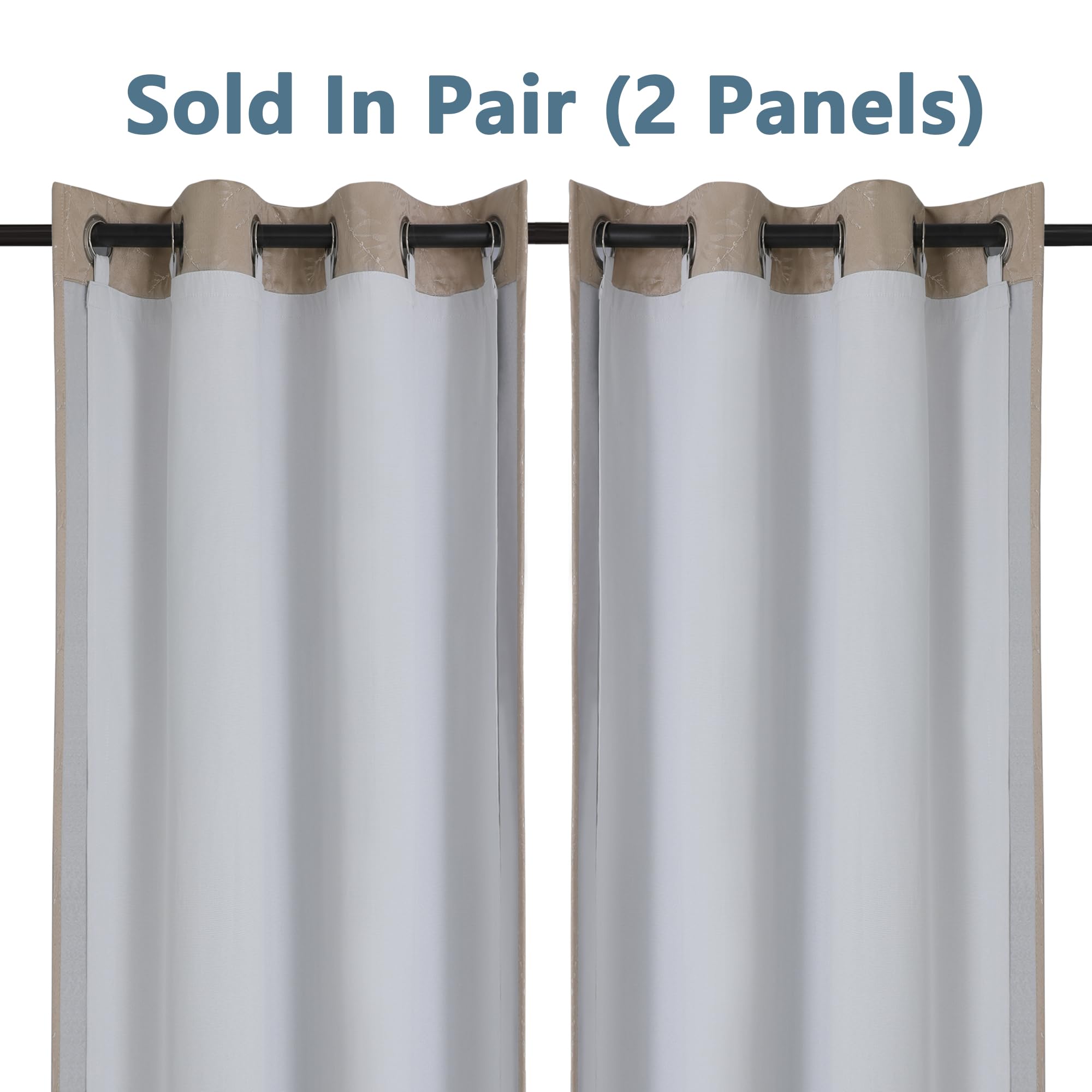 Chyhomenyc Bedroom Curtain Liners With 13 Rings, Privacy Energy Saving Blackout Liners For 84 Inch Curtains, Each 36'' Wx80 L, 2