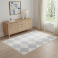 4 X 6 Lavender And Ivory Geometric Washable Area Rug With Fringe