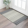 3 X 5 Dark Gray And White Geometric Distressed Washable Area Rug
