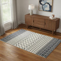 4 X 6 Dark Gray And White Geometric Distressed Washable Area Rug