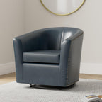 New Pacific Direct Ernest Bonded Leather Swivel Chair,Vintage Blue,Fully Assembled