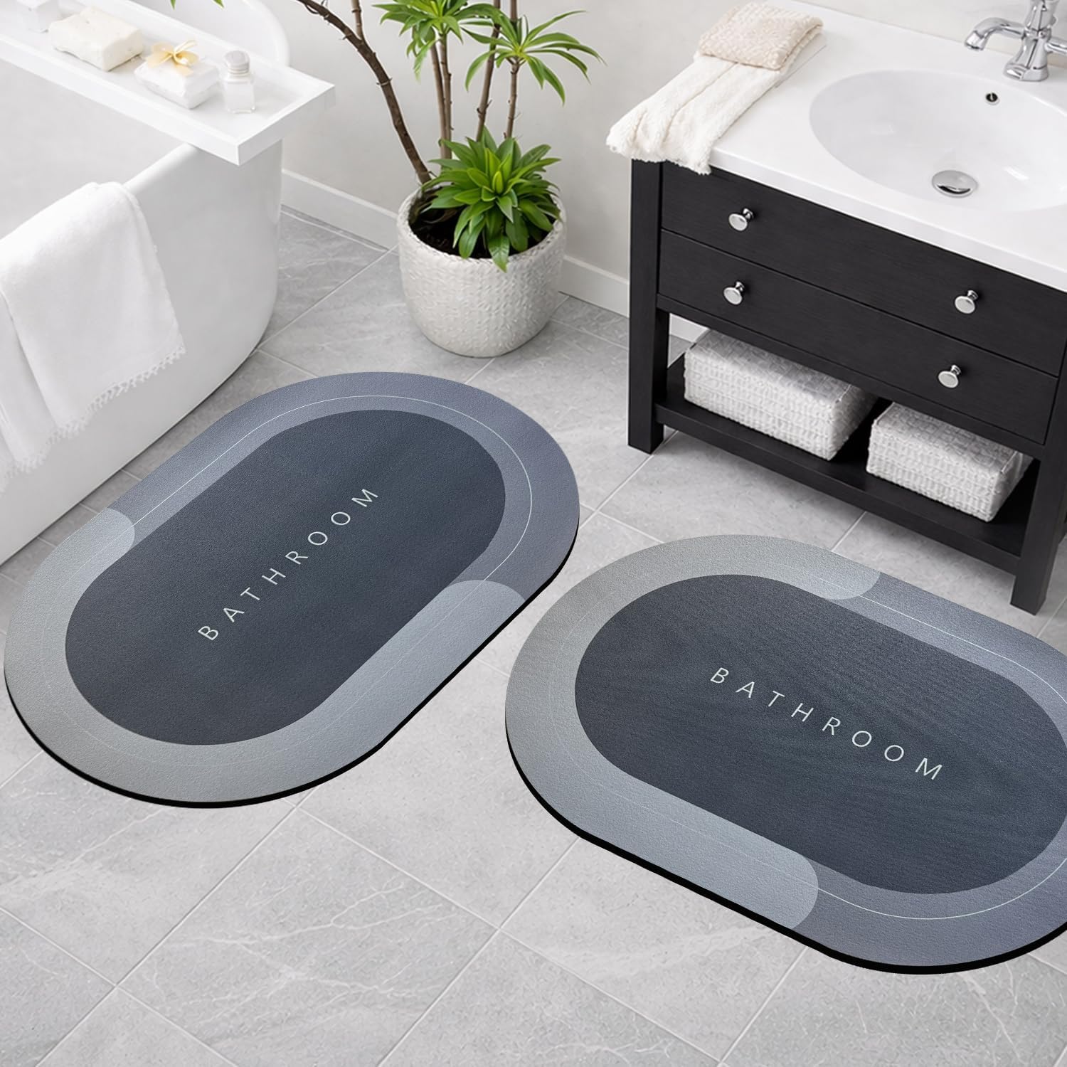 VIAXANA 2 Pieces Bathroom Mat Set for Home, Soft AntiSlip Bath Rugs, Water Absorbent Floor Mats for Bathroom, Kitchen & Wash Ba