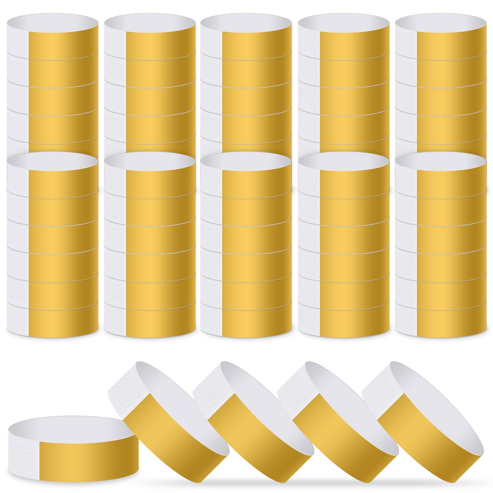 Astaron 200 Pcs Gold Paper Event Wristbands Arm Bands Event Bracelets For Party Events Clubs Concert Music Festival