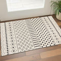 3 X 5 Beige And Black Geometric Washable Area Rug