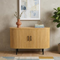 47 Natural Wood Sideboard With Two Sliding Doors