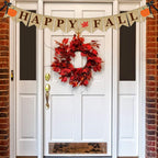 Erkoon Happy Fall Burlap Banner Happy Fall Sign Pumpkin Flag Rustic Natural Fall Harvest Banner For Autumn Home Party School Par