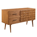 Walker Edison Deluca Boho Solid Wood 2 Door Sideboard with Prism Detail 58 Inch Caramel