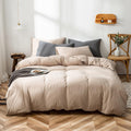 Luxlovery Khaki Comforter Set Full Cream Coffee Bedding Comforter Set Minimalist Bedding Set Solid Dark Champagne Blanket Quilts