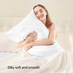 Bedelite Satin Pillowcase With Zipper, White Pillow Cases Queen Size Set Of 2, Super Soft And Cooling Similar To Silk Pillow Cas