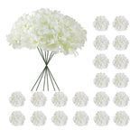 Cherica 20 Pcs White Hydrangea Artificial Flowers Bulk, Faux Hydrangea Flowers Heads, Artificial Fake Silk Hydrangea Flowers wit