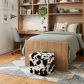 12 Black and White Faux Fur Cow Print Storage Ottoman
