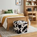 15 Black and White Faux Fur Cow Print Storage Ottoman