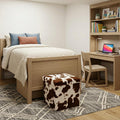 15 White and Brown Faux Fur Cow Print Storage Ottoman