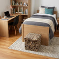 15 Tan and Black Faux Fur Leopard Storage Ottoman