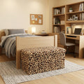 30 Tan and Black Faux Fur Leopard Storage Ottoman