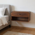 22 Brown Solid Wood One Drawer Floating Nightstand