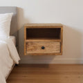 12 Brown Solid Wood One Drawer Floating Nightstand